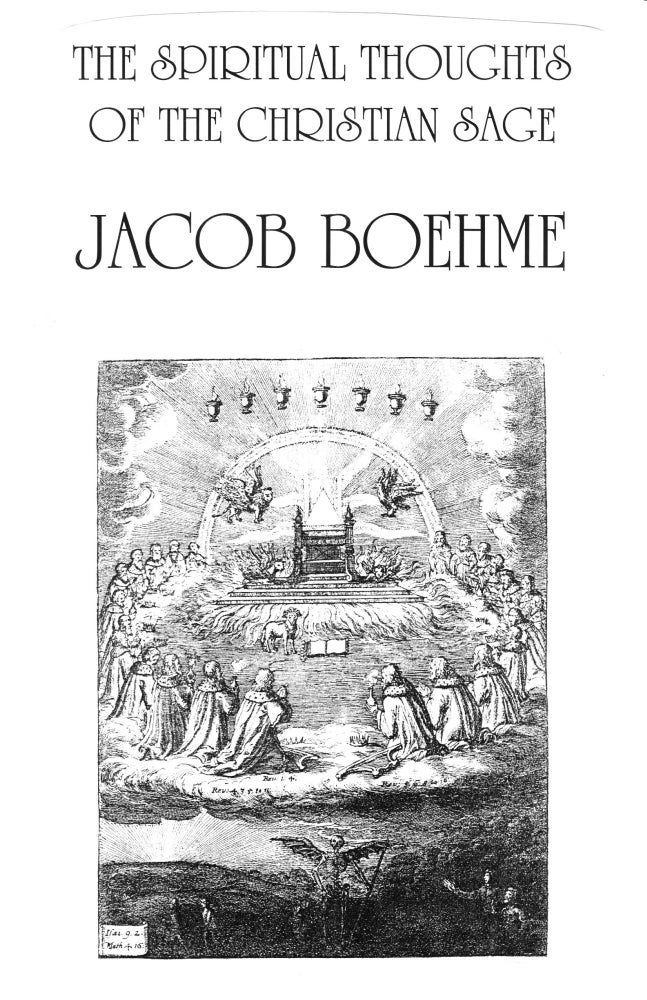 Item #301-9 THE SPIRITUAL THOUGHTS OF JACOB BOEHME. Evelyn Sire.
